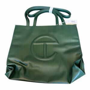 Telfar Medium Shopping Bag Dark Olive NWT Authentic Vegan Leather Unisex Tote